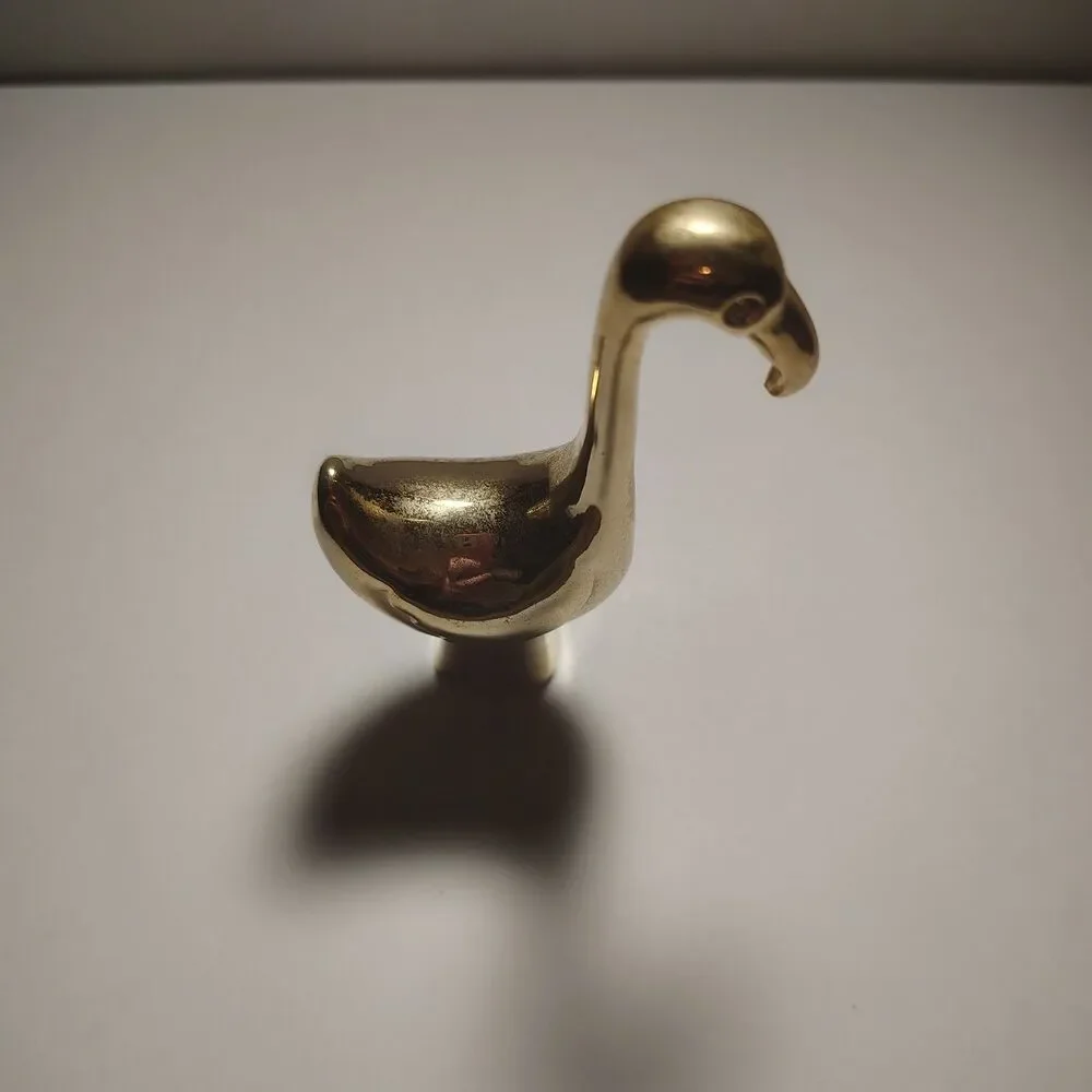 Vintage Chrome Swan Goose Finial Rhinestone Eye Mid Century Decorative Topper